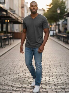 NWT AKOO Brand Men’s Charcoal Grey V-Neck T-Shirt - Size XXL